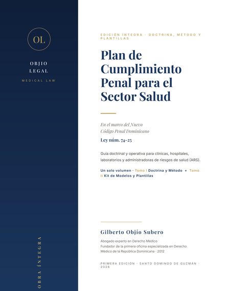 Portada del libro Plan de Cumplimiento Penal para el Sector Salud, de Gilberto Objío Subero